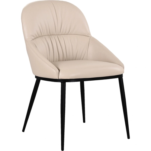 Kora Dining Chair in Light Mocha Leather & Steel (Set of 2)